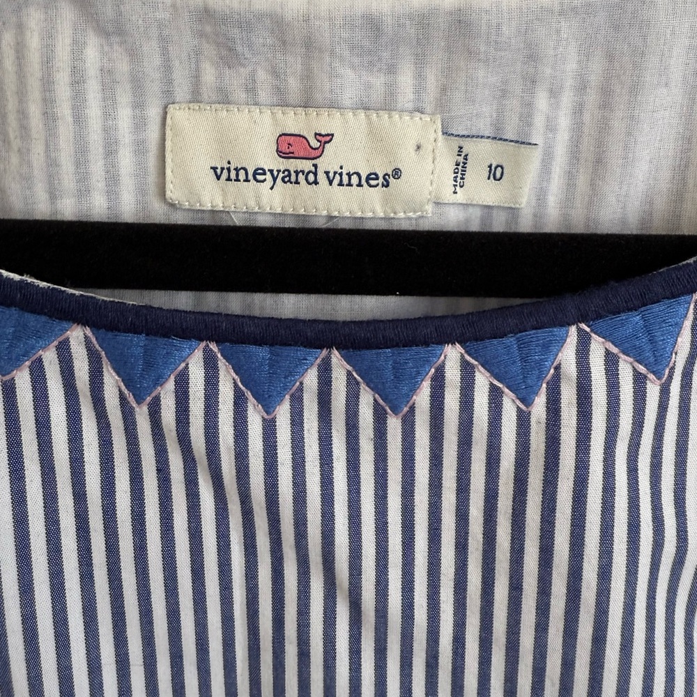 Vineyard Vines Geo Prep Embroidery Stripe Shift Dress A-line Swing Sleeveless 10 - Picture 5 of 10